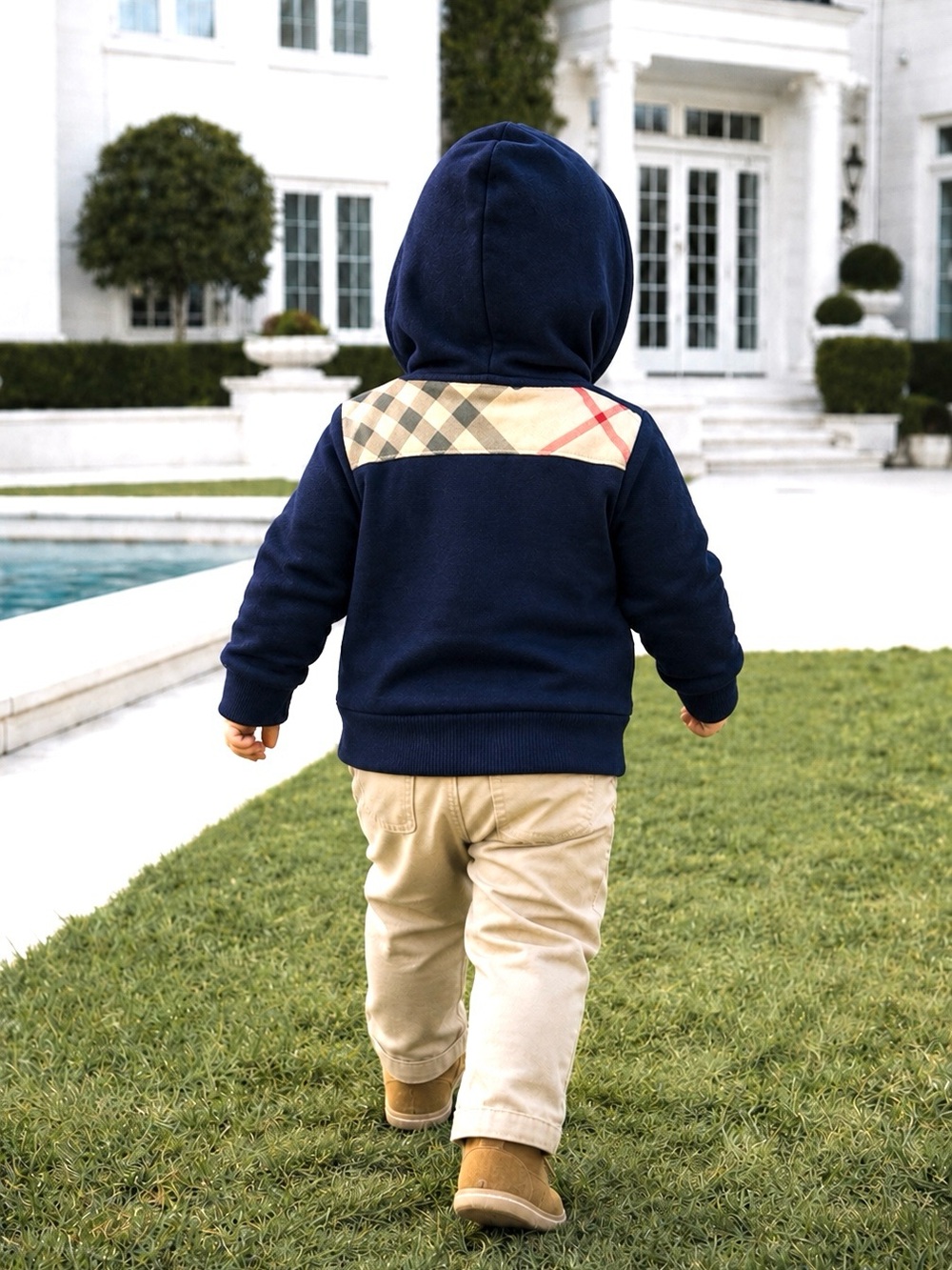 BURBERRY LONDON Boys Nova Check Shoulder Full Zip Crewneck Lightweight Jacket